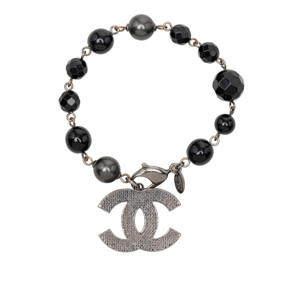 CHANEL Authentic Black Pearl Logo Charm Bracelet - Picture 2 of 5
